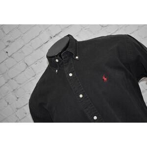 Vintage Polo Ralph Lauren Dress Shirt BLAKE Men Medium Classic Fit Cotton Black